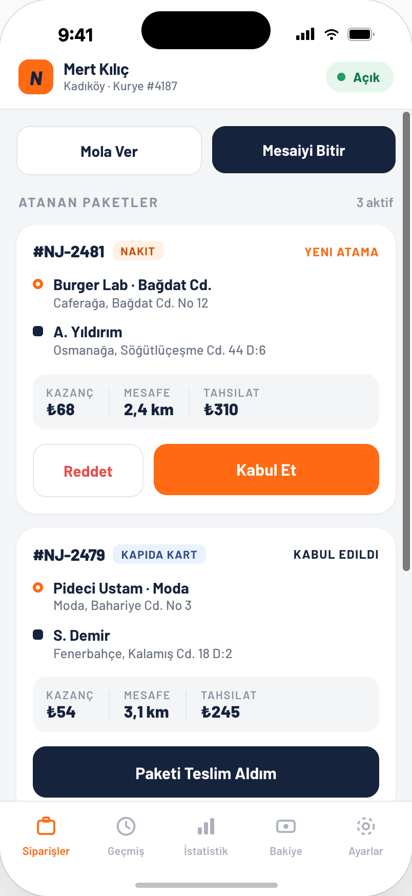 Kurye mobil uygulaması